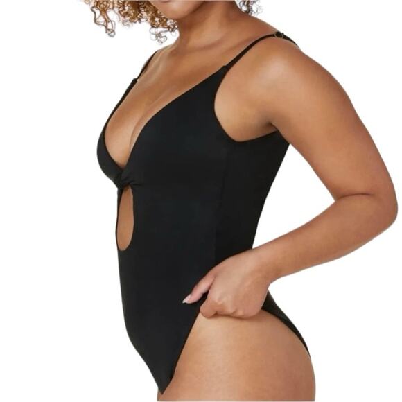 New Andie Swim The Santorini One Piece Swimsuit Key Hole Front Black Size Large - Picture 3 of 14